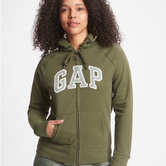 GAP Factory | Tops | Gap Logo Zip Fleece Hoodie Army Green Nwt | Poshmark